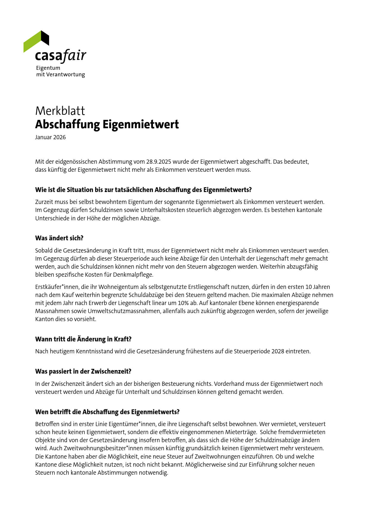 Merkblatt Abschaffung Eigenmietwert (Papier)